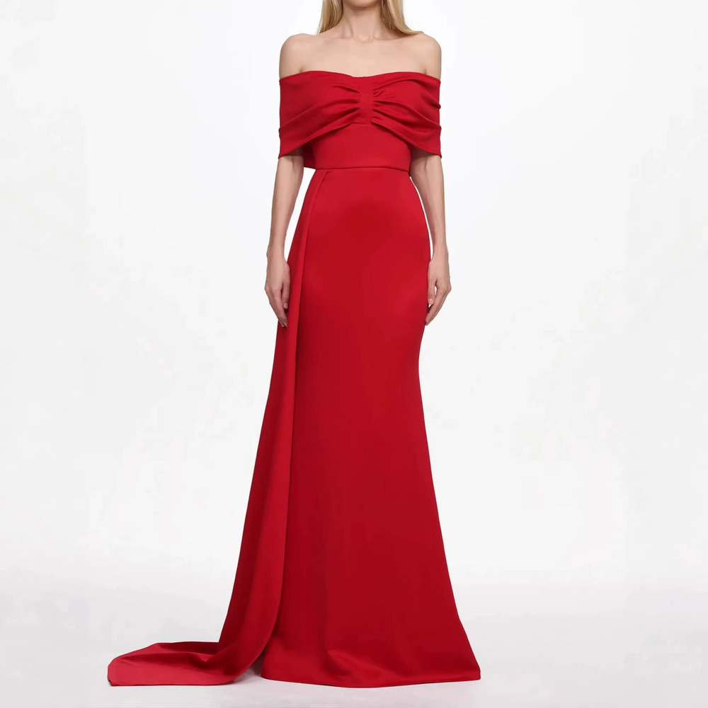 Forever 21 Summer Off-Shoulder Elegant Fitted Red Formal Dress